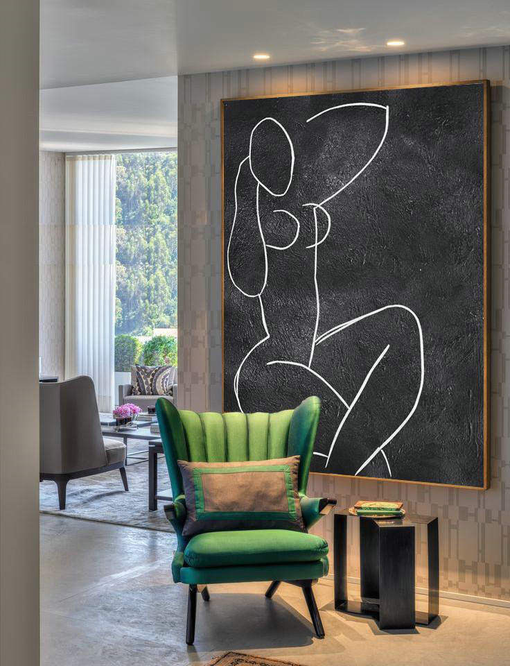 Original Extra Large Wall Art,Black And White Minimal Painting On Canvas - Acrylic Painting Large Wall Art